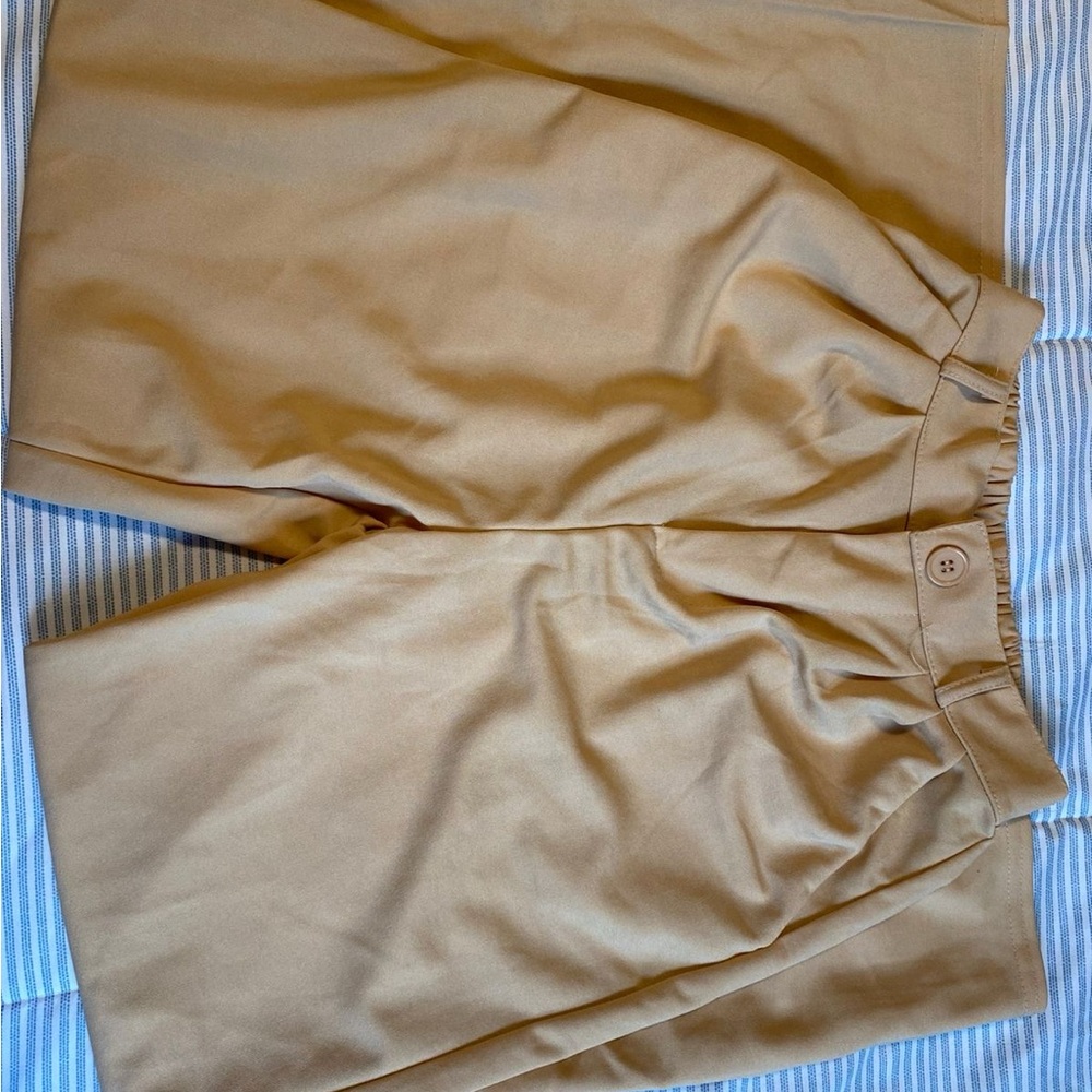 Tan High-Waisted Shorts